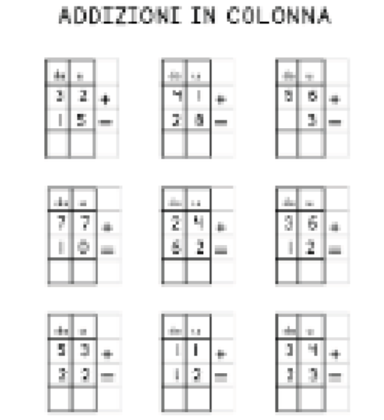 Addizioni in colonna (matematica scuola primaria)