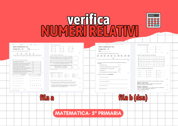 VERIFICA - Numeri Relativi (5° Primaria)