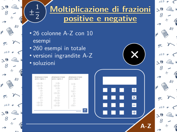 Moltiplicazione di frazioni positive e negative | matematica | 26 colonne
