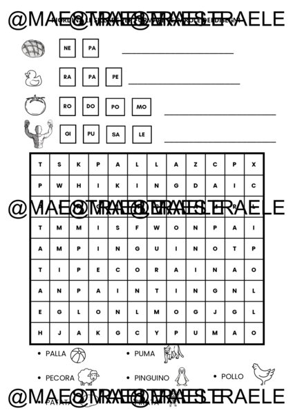 Lettera P - crucipuzzle e gioco sillabe