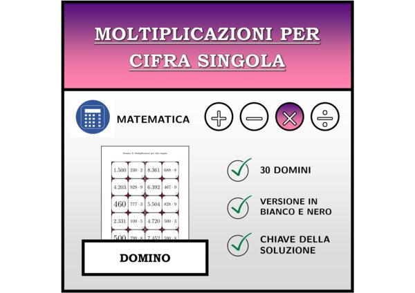 Domino - Moltiplicazioni per cifra singola | Attività Matematica