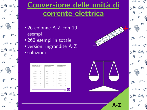Conversione delle unità di corrente elettrica | fisica | 26 colonne