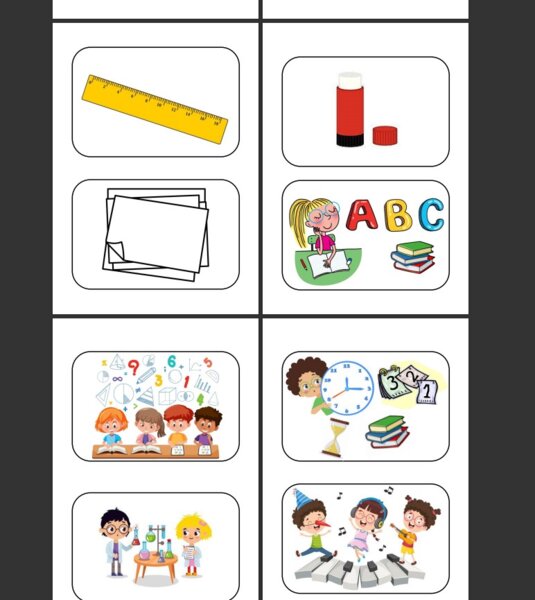 school objects and subjects flashcards