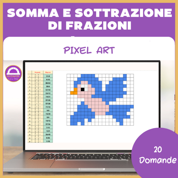 Somma e differenza di frazioni PIXEL ART