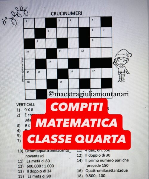 Compiti per Natale di matematica classe quarta
