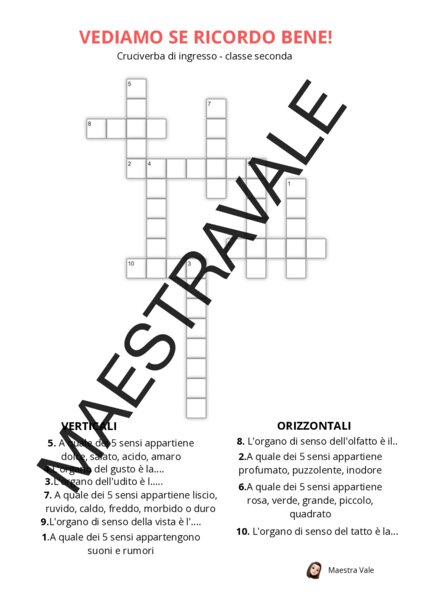 🔍 Cruciverba di Scienze – Ripasso per la Seconda Primaria 🔍