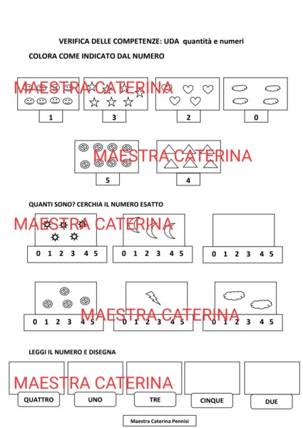 Verifica delle competenze: uda quantità e numeri