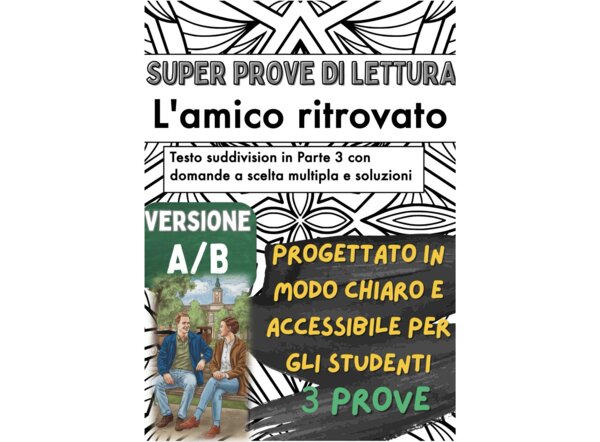 📘🤝 3x Test di lettura su «L’amico ritrovato» di Fred Uhlman ✨ (Versione A/B – per capitoli, in classe)