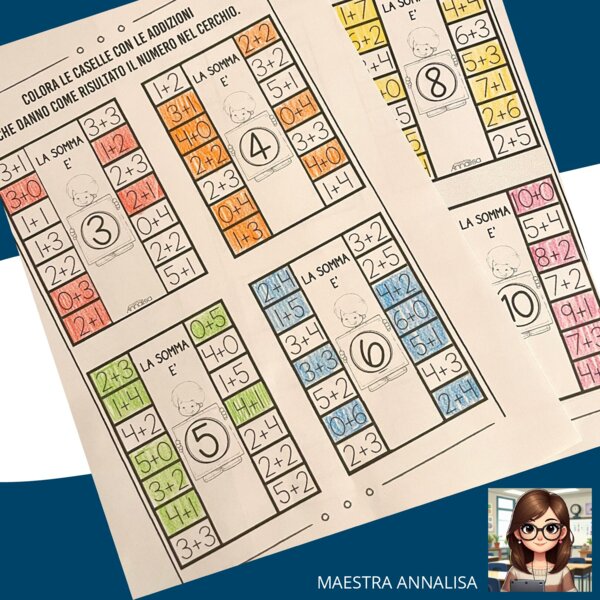 2 schede didattiche "La somma è" (classe 1 primaria)