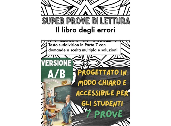 📘✏️ 7x Test di lettura su «Il libro degli errori» di Gianni Rodari ✨ (Versione A/B – per capitoli, in classe)