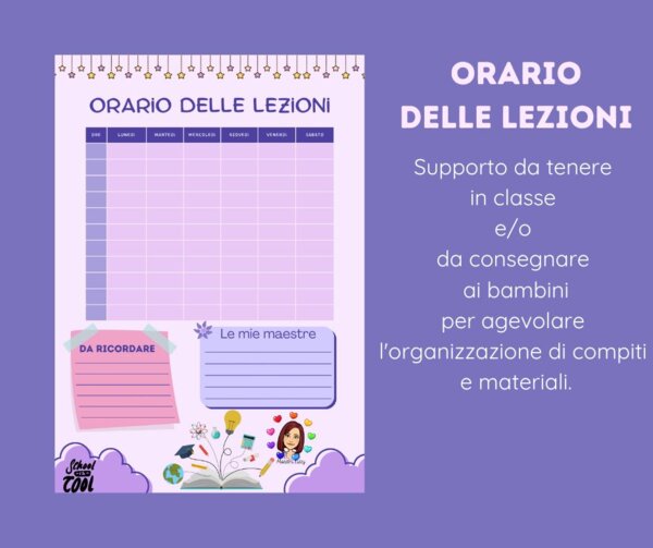 Orario settimanale per la classe