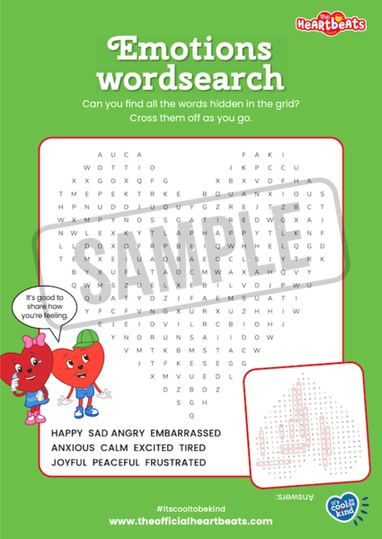 The Heartbeats - Emotions wordsearch