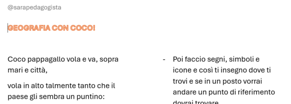 Geografia con COCO la riduzione con una filastrocca