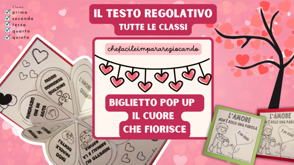 SAN VALENTINO - BIGLIETTO POP-UP -SCUOLA PRIMARIA - IL CUORE CHE FIORISCE - TUTTE LE CLASSI
