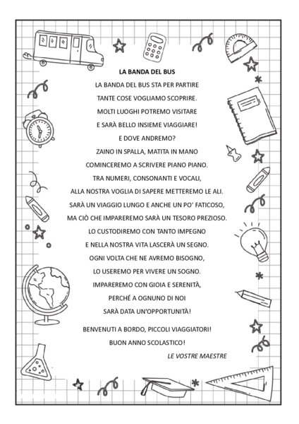 Filastrocca di benvenuto - classe 1