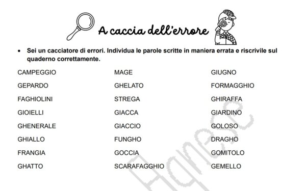 Esercizi di ortografia classe 2° primaria