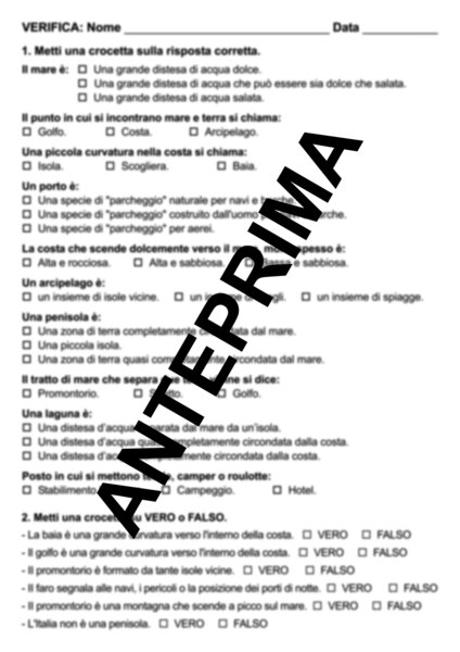 VERIFICA SULL'AMBIENTE DEL MARE CLASSE SECONDA PRIMARIA