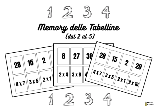 MEMORY DELLE TABELLINE DAL 2 AL 5