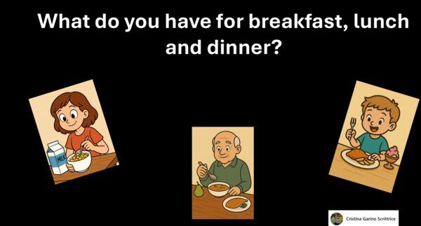 "WHAT DO YOU HAVE FOR (BREAKFAST, LUNCH AND DINNER) ?"