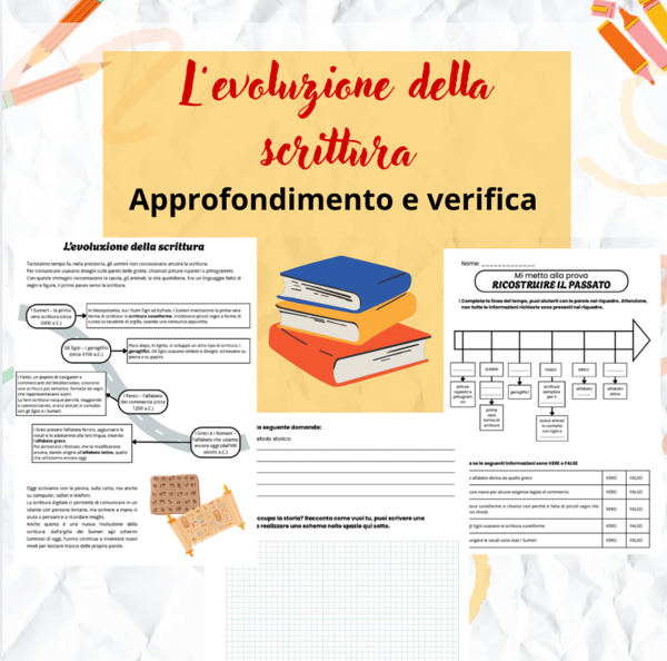 L'evoluzione della scrittura - approfondimento e verifica - classe quarta