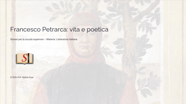 PETRARCA: VITA E POETICA – Lezione Completa (13 Slide + Verifica + Griglia)
