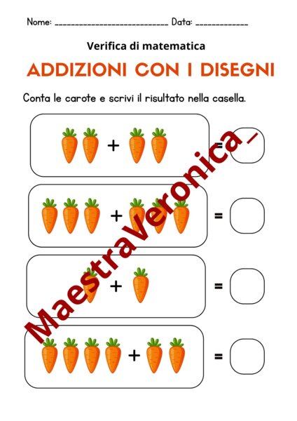 Verifica di matematica - Addizioni
