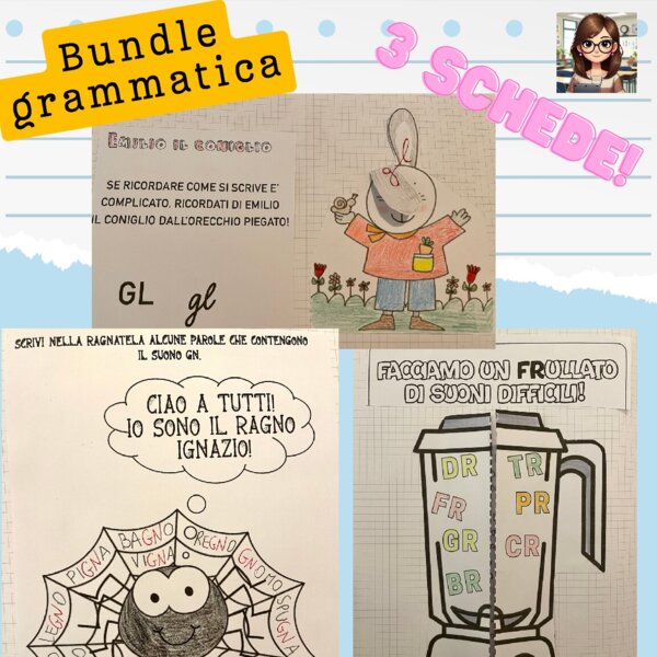 BUNDLE grammatica classi prima e seconda primaria (3 schede)