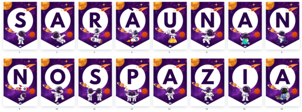 Striscione tema spazio : SARÀ UN ANNO SPAZIALE
