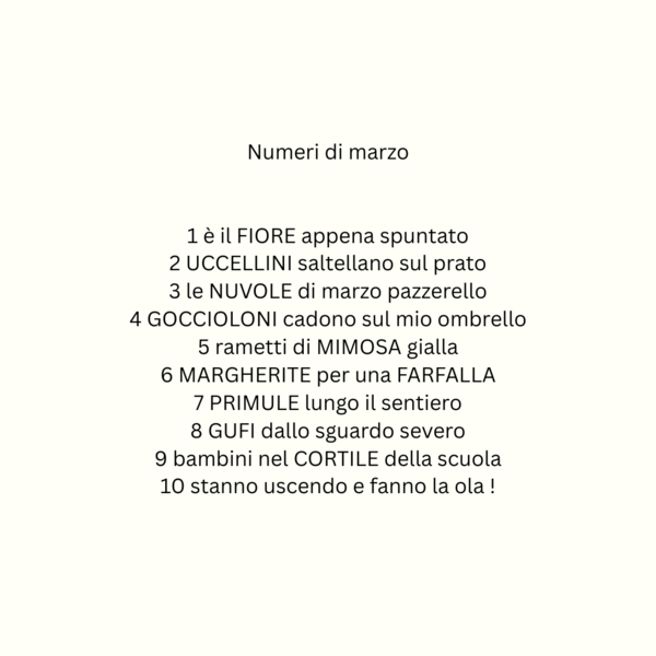 Filastrocca Numeri di marzo