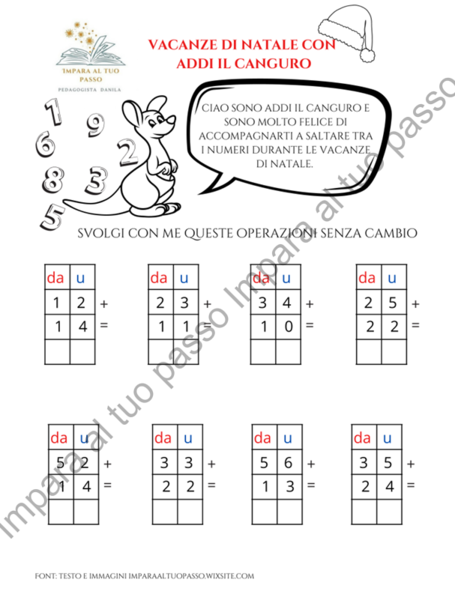 Addizioni per le vacanze di Natale con Addi il Canguro