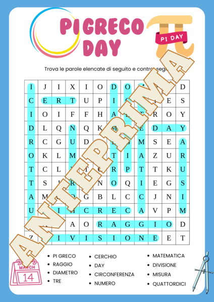 Crucipuzzle Matematico per il Pi Greco Day!
