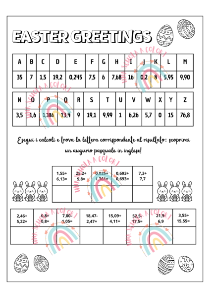 Compiti di matematica a tema pasquale