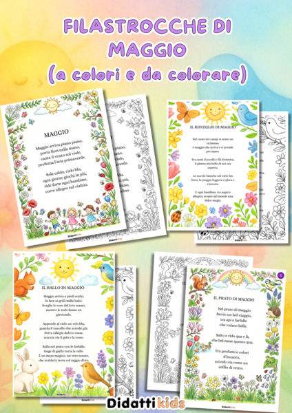 Filastrocche di maggio scuola primaria (colori e bianco e nero)