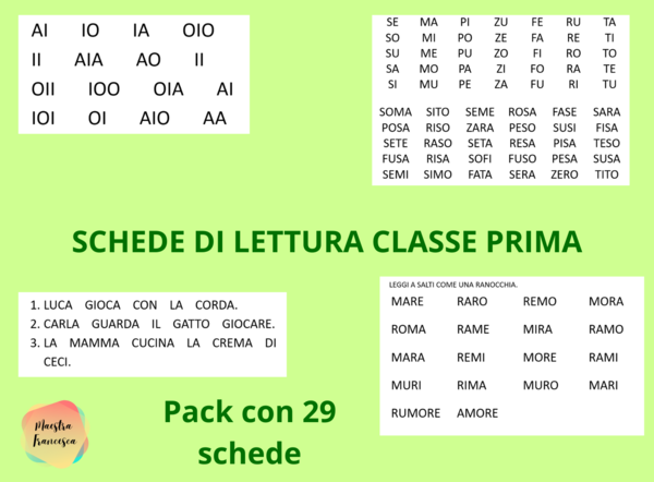 SCHEDE DI LETTURA CLASSE PRIMA