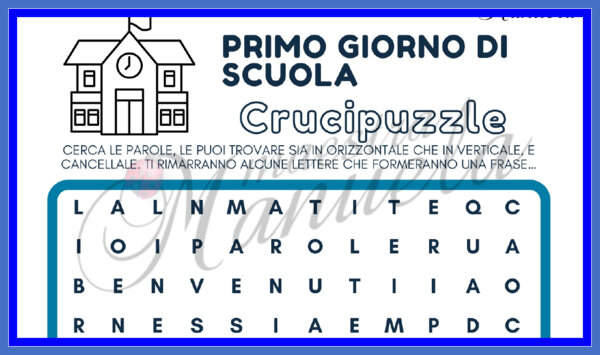 Crucipuzzle primo giorno di scuola