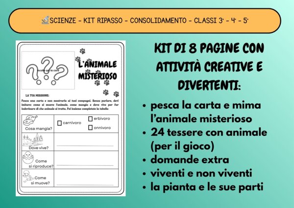 🔬kit Scienze: ripasso - consolidamento - classi 3° - 4° - 5°