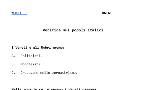 Verifica sui popoli italici