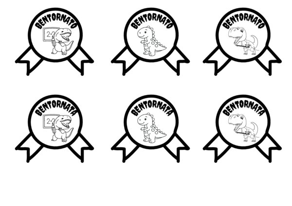 Coccarde e segnaposto a tema DINOSAURI