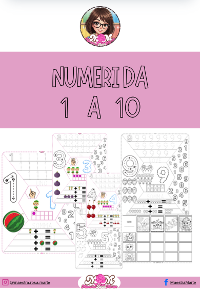 Numeri da 1 a 10 schede e UDA