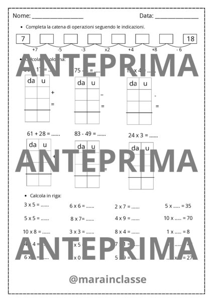 Prove finali matematica - classe seconda primaria