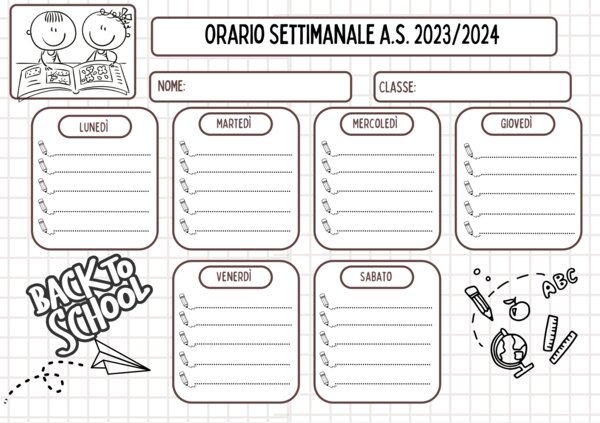 Modello orario settimana lunga