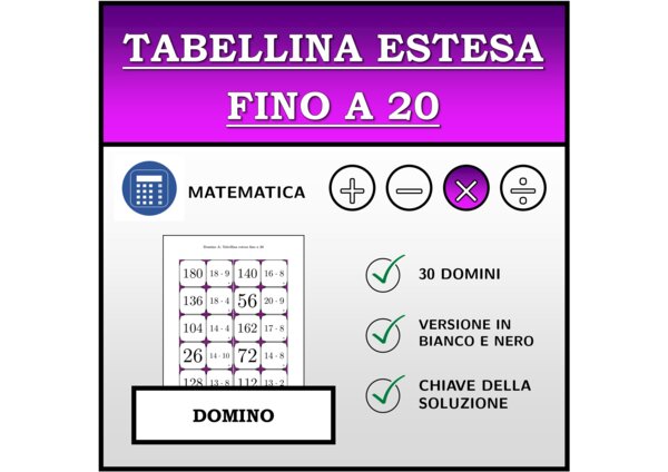 Domino | Tabellina fino a 20 | Attività Matematica