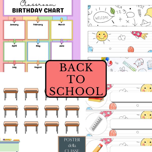 Back to School: poster per la classe e segnaposto banco/armadietto