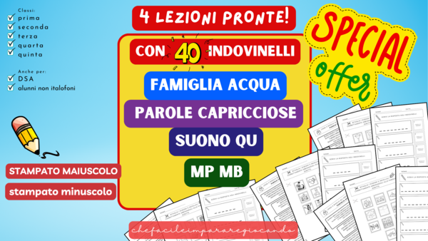DIFFICOLTÀ ORTOGRAFICHE - SUONO QU - FAMIGLIA ACQUA - PAROLE CAPRICCIOSE - MP MB