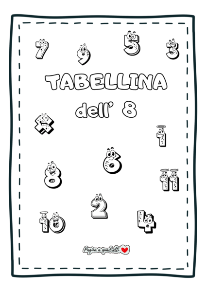 Tabellina dell'8. Il mio quaderno delle tabelline.