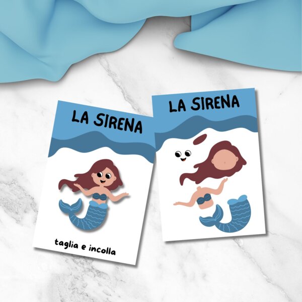 Lavoretto per bambini – Sirena da tagliare e incollare