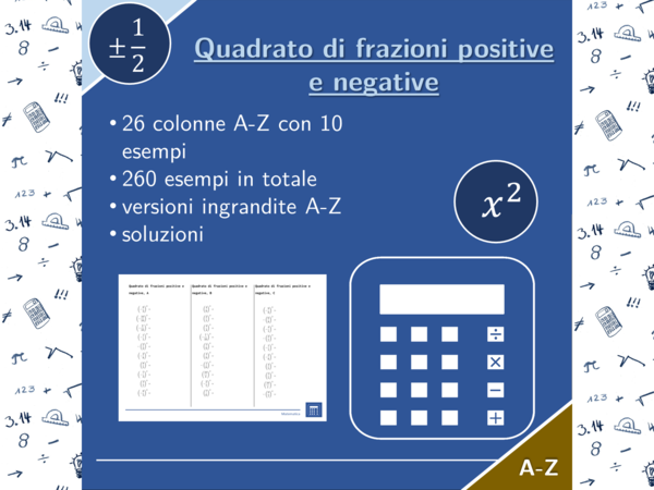 Quadrato di frazioni positive e negative | matematica | 26 colonne