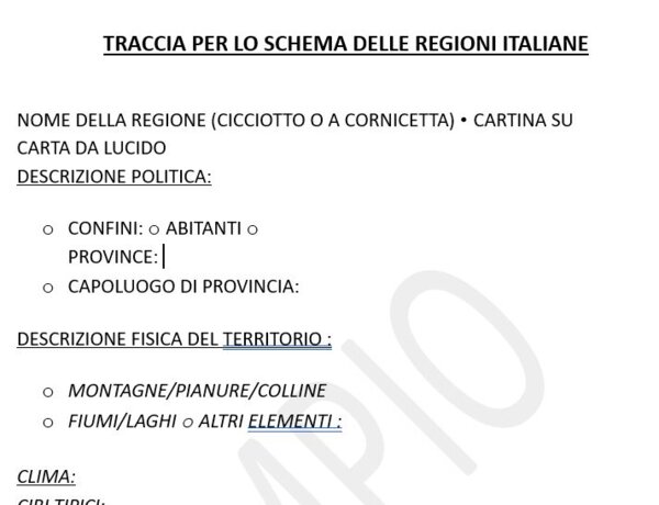schema per lo studio delle regioni