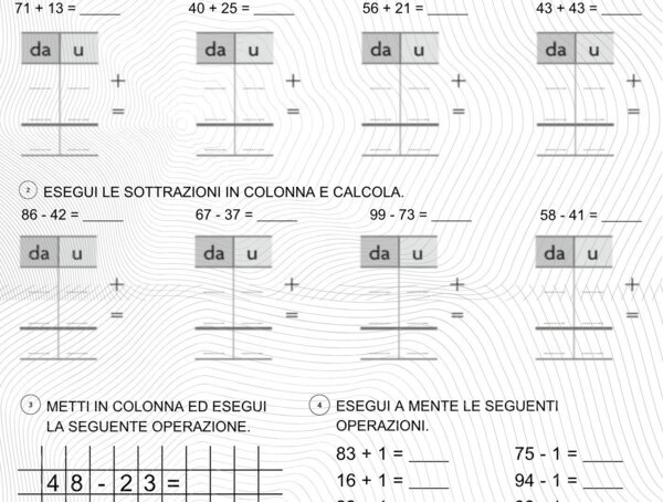 Verifica di matematica (operazioni a due cifre) - classe seconda