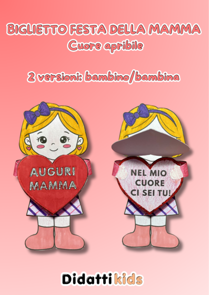 Biglietto festa della mamma bambina/bambino CUORE APRIBILE
